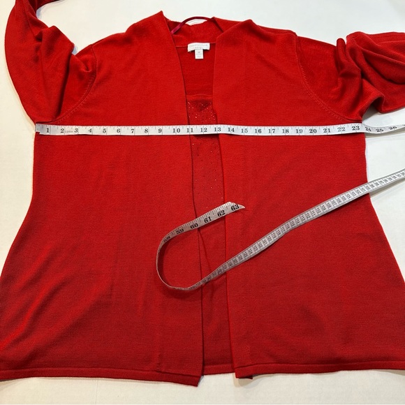 Charter Club Red Sweater Faux Twinset Rhinestone Accent, Size 3X - Picture 10 of 11